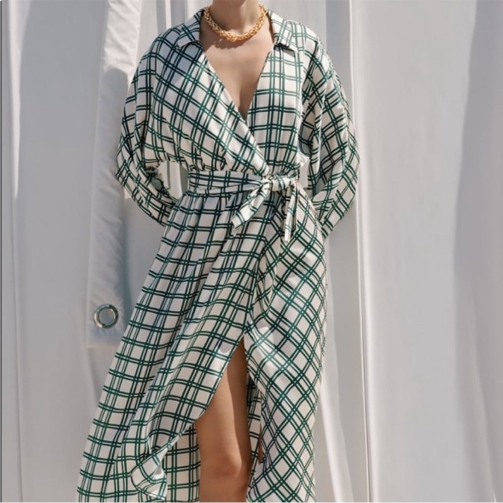 Zara Plaid Belt Dress